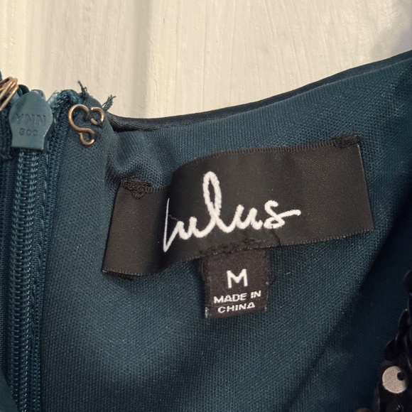 Glisten to Me Teal Green Sequin Surplice Mini Dress | M - Picture 4 of 4